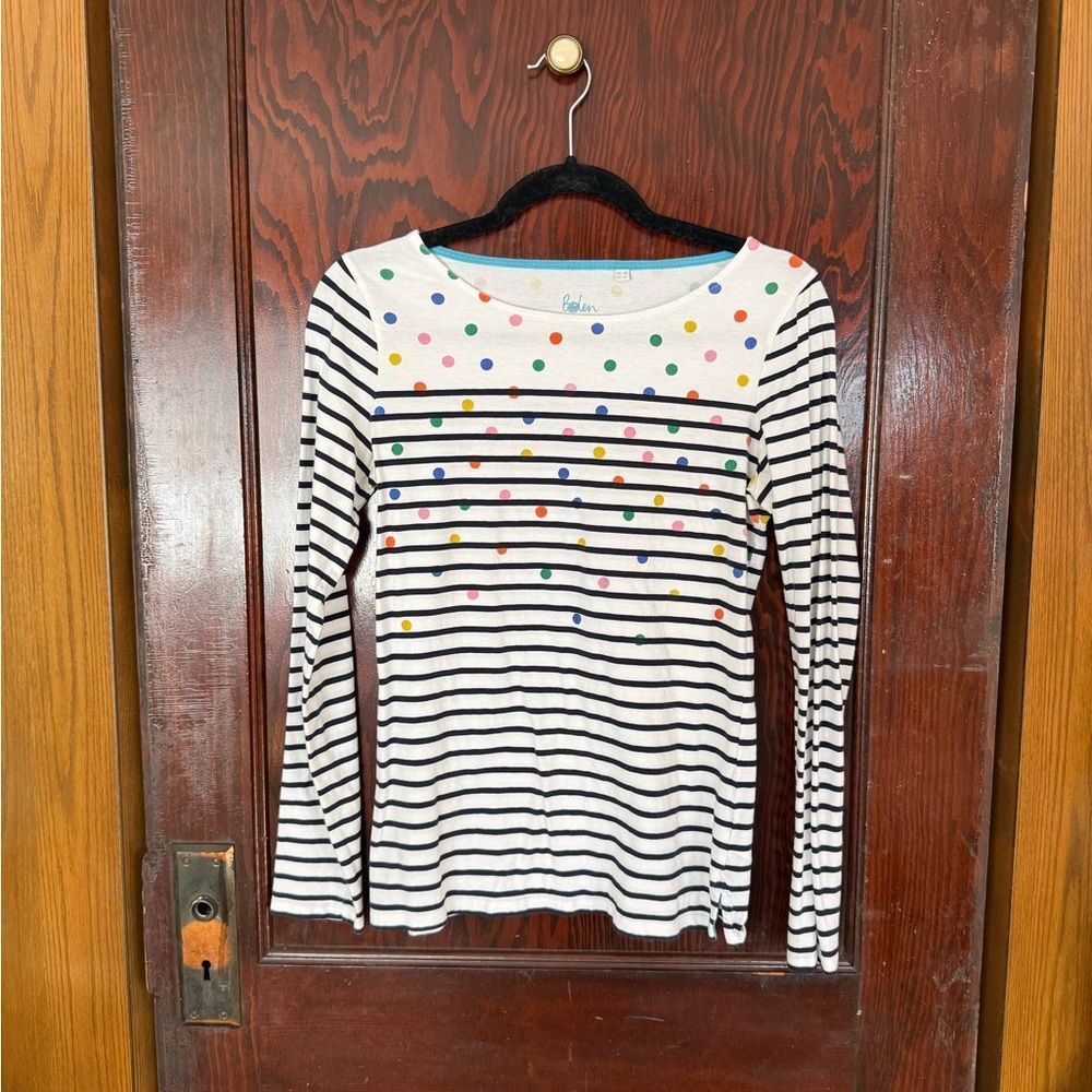 Boden Multicolor Polka Dot Striped Top